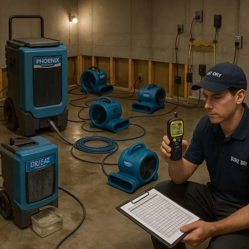 Structural Drying and Dehumidification process in Lebec, CA